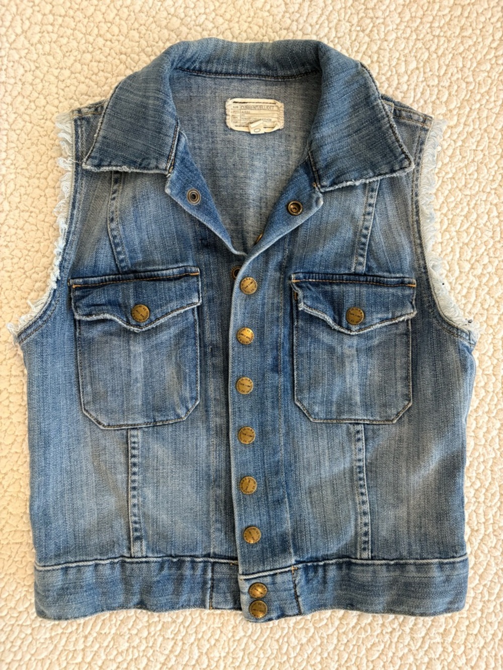 Current/Elliott Light Blue Denim Sleeveless Vest